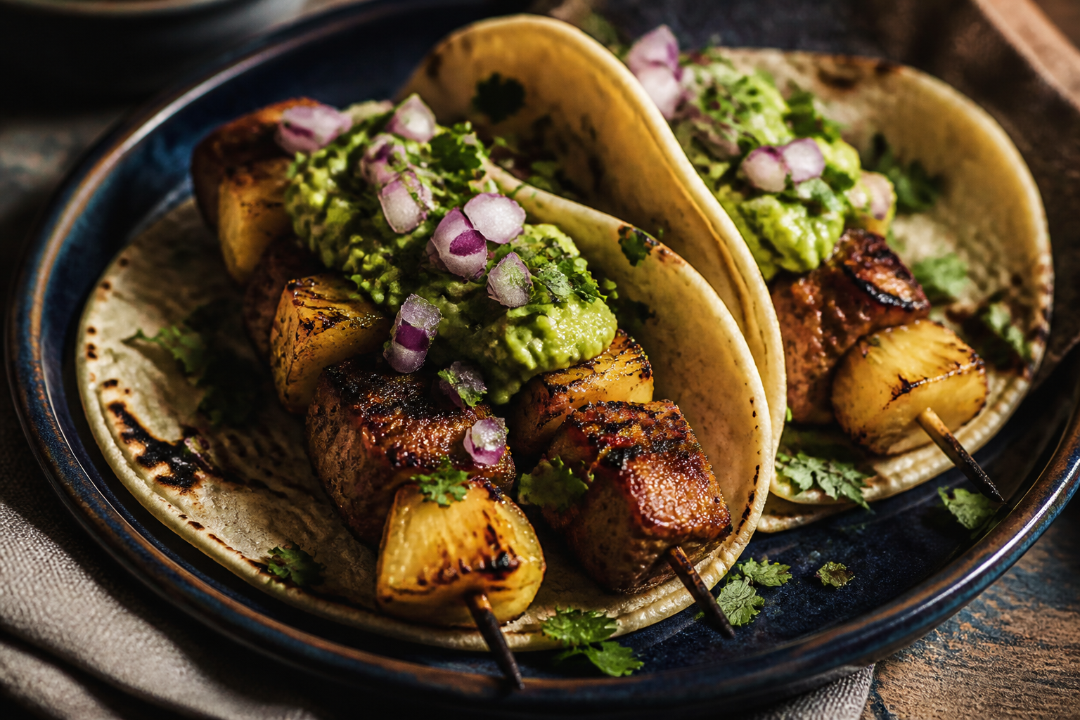 Karréspett med ananas och guacamole