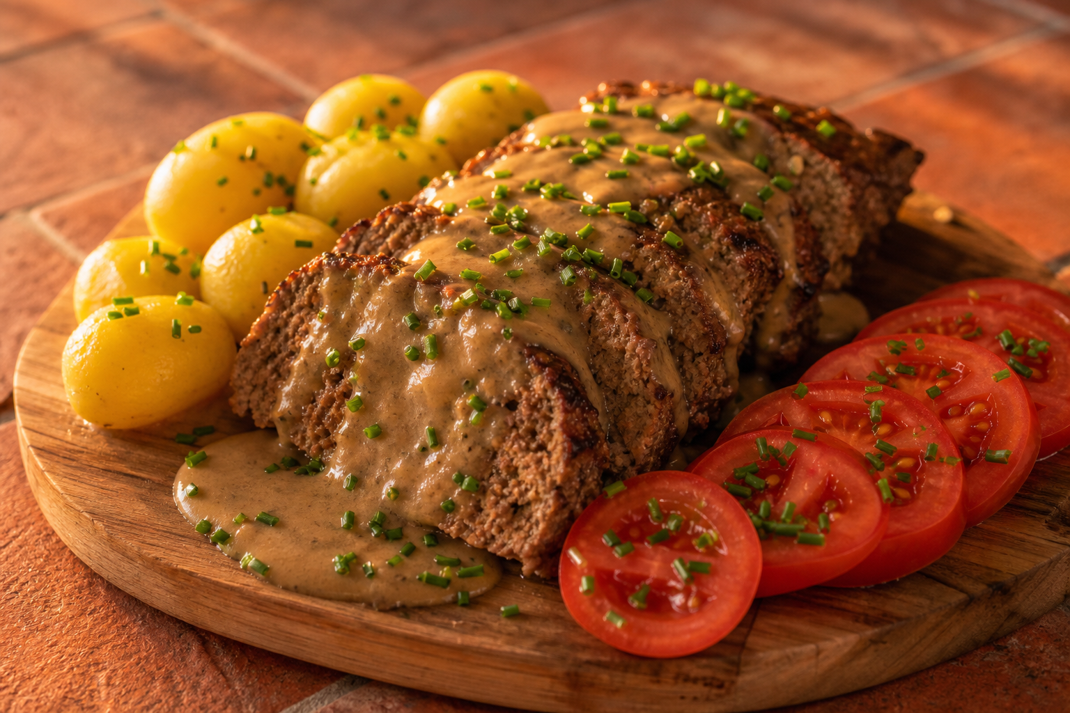 Köttfärslimpa med gräddsås